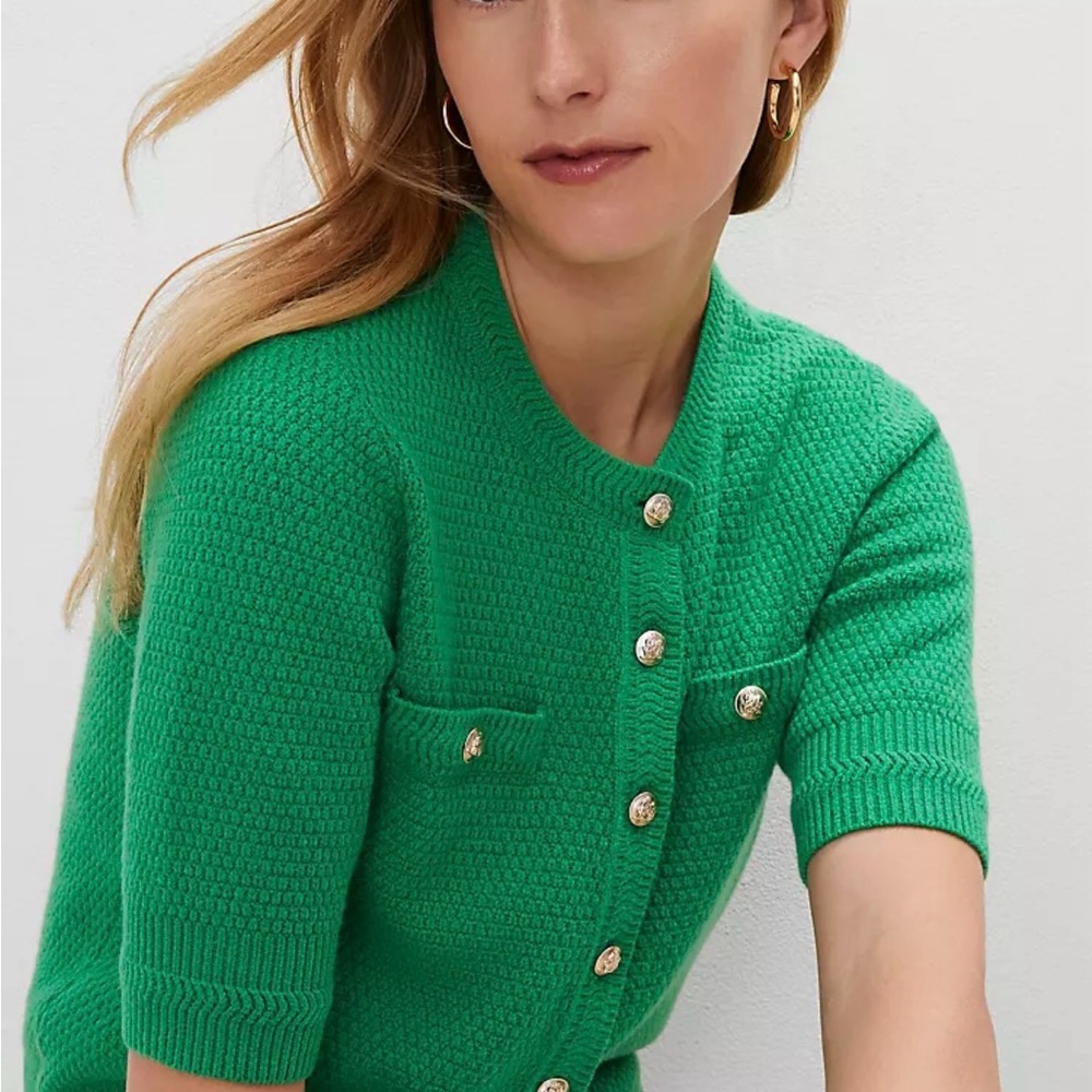 Ann Taylor Factory Vibrant Green Cardigan